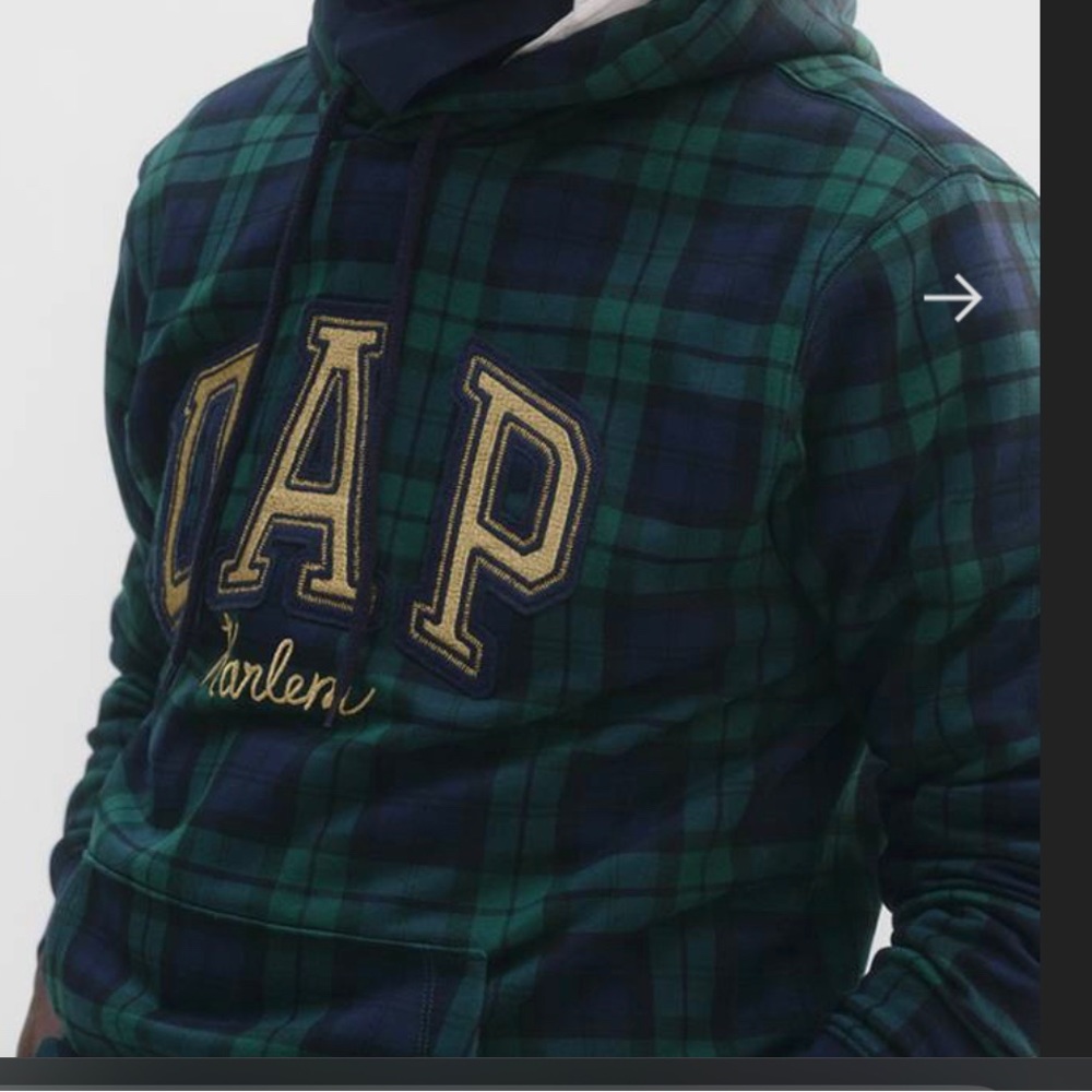 Gap DAP Hoodie Blue Green Plaid Size L NWT